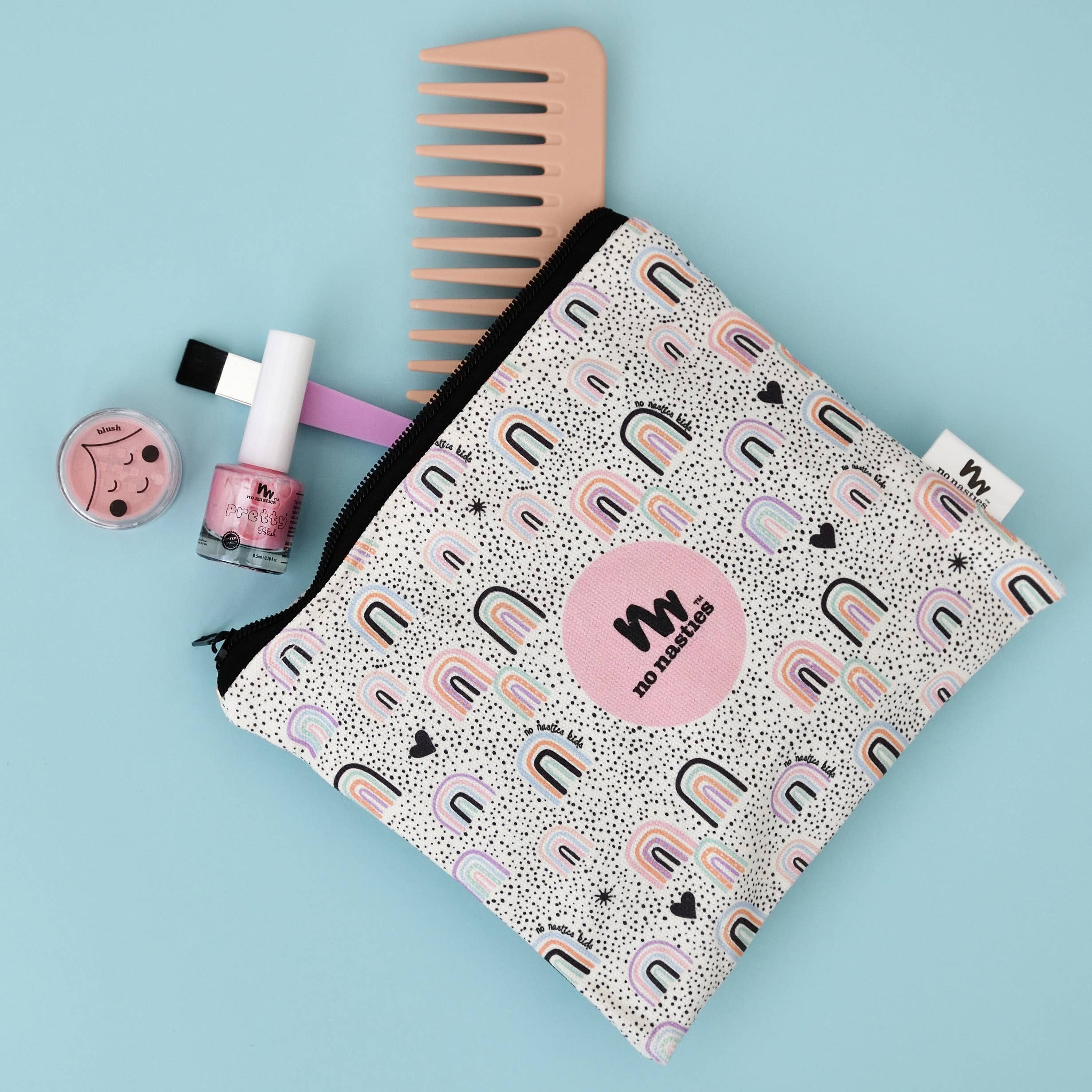 Trousse à maquillage en coton arc-en-ciel No Nasties Kids