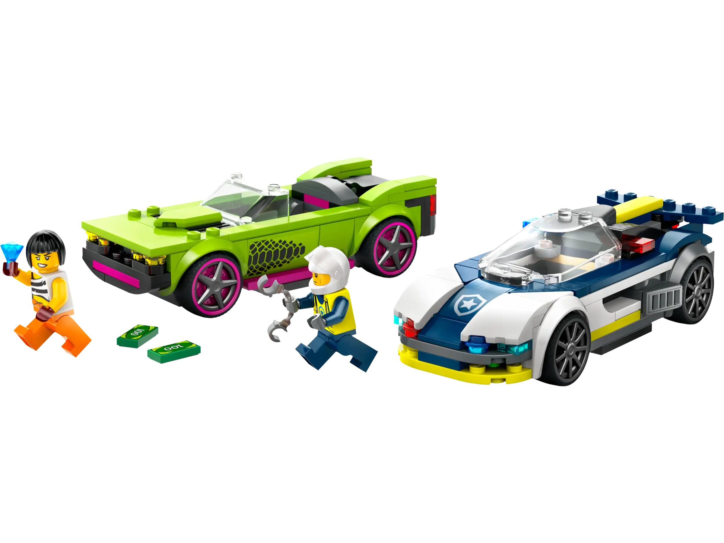 LEGO® city | La poursuite entre la voiture de police et la voiture puissante