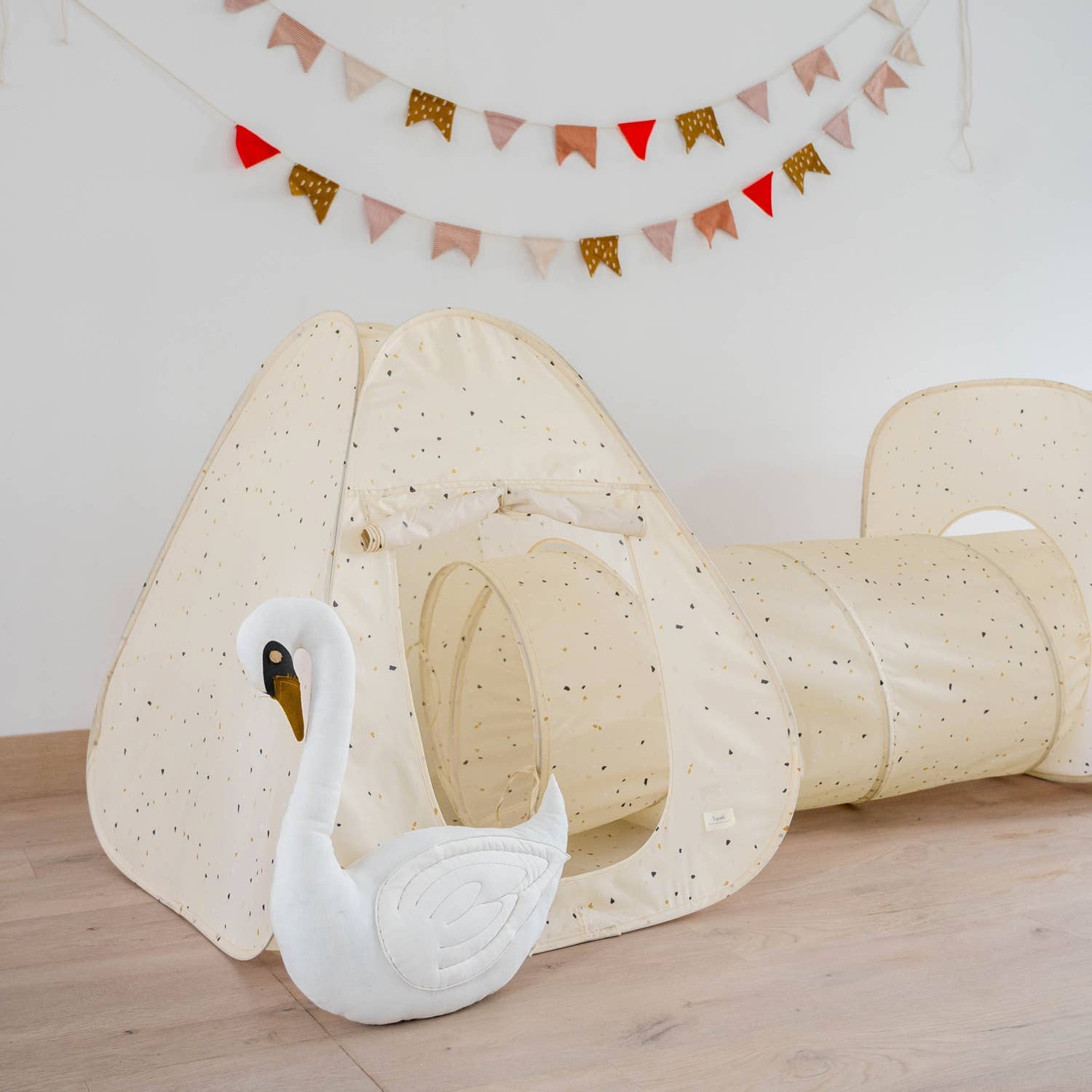 Recycled fabric 3-in-1 play tent & tunnel set | Terrazzo Beige