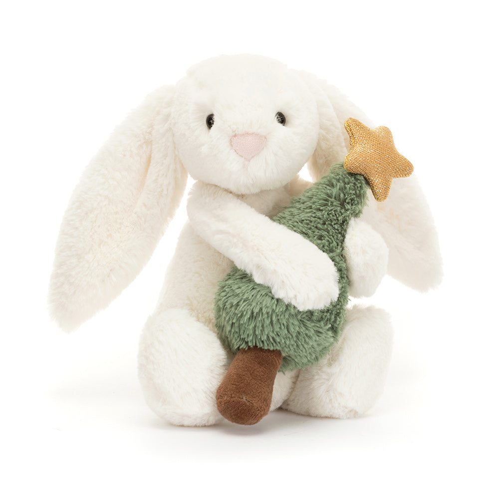 Peluche Jellycat | Lapin bashful avec sapin de Noël | Petit