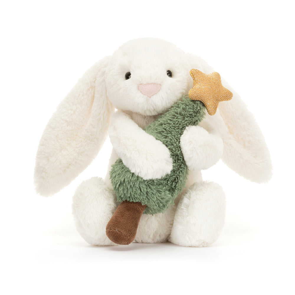 Peluche Jellycat | Lapin bashful avec sapin de Noël | Petit