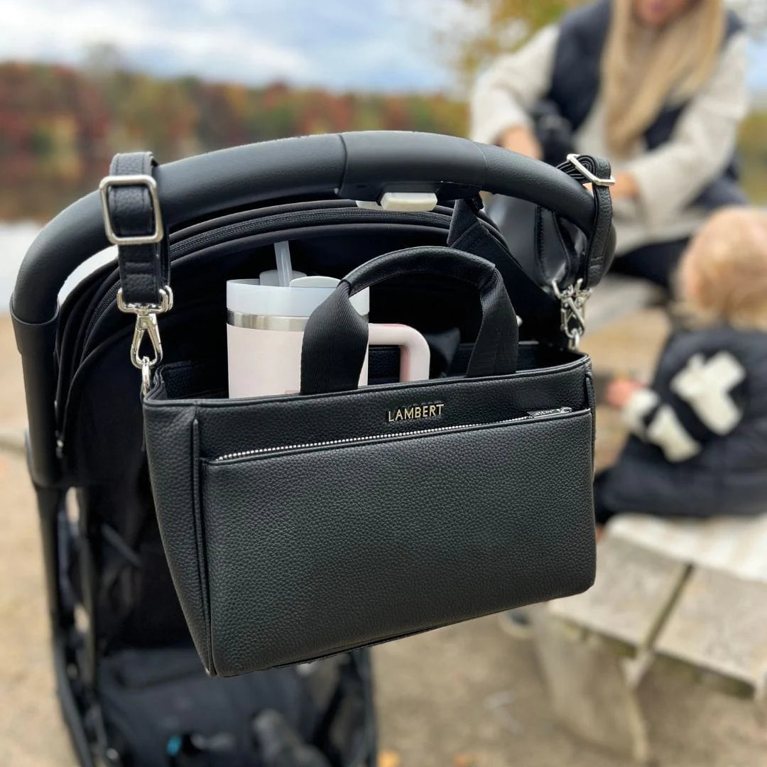 Le Daisy | Console de poussette en cuir vegan noir