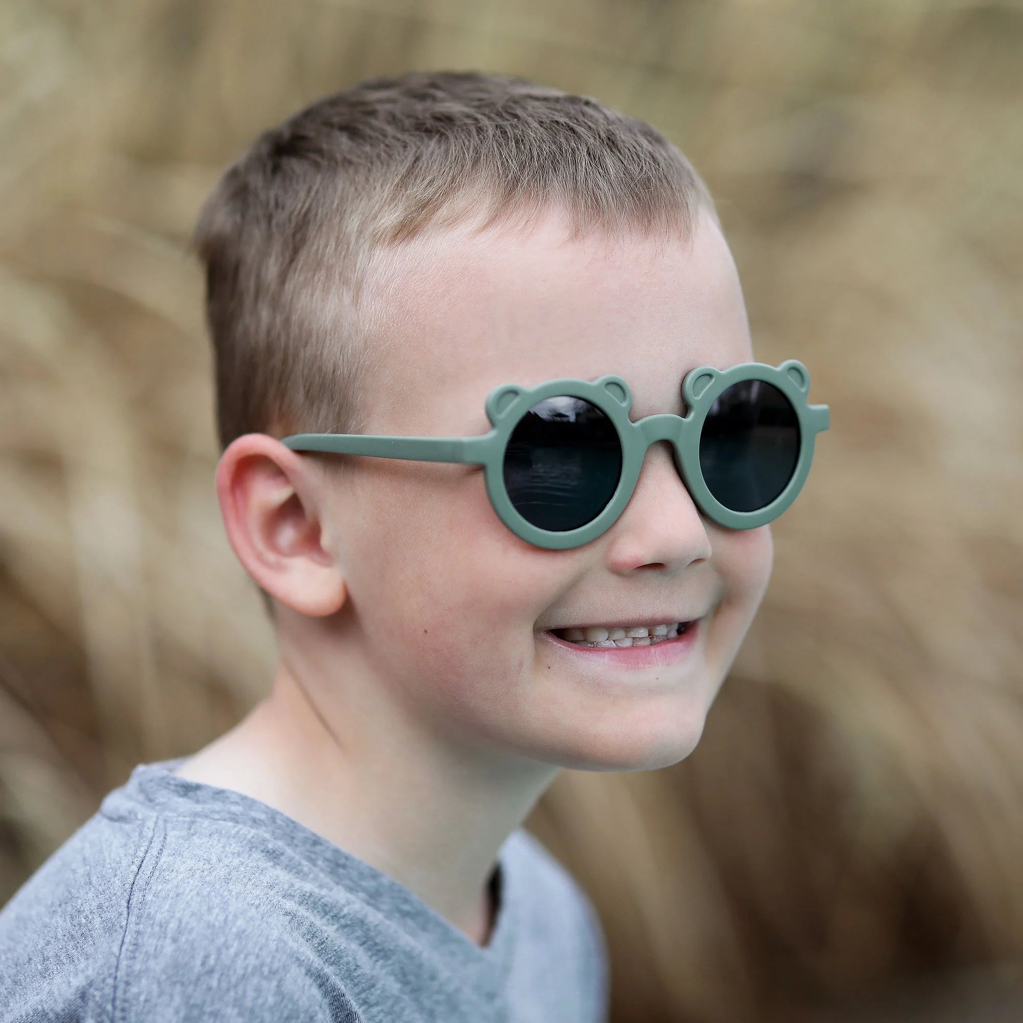 Lunettes de soleil polarisées ourson pour enfants | Vert crocodile