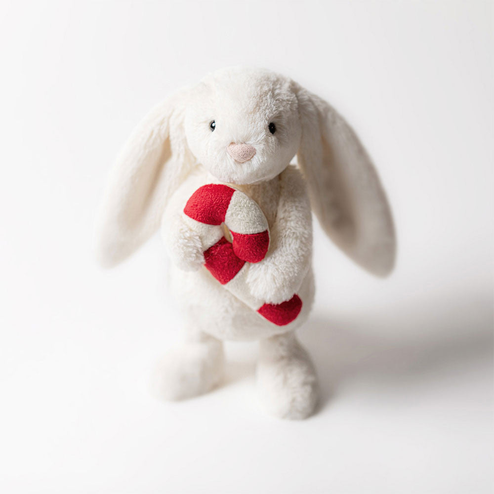 Peluche | Lapin Bashful avec canne de Noel | Petit