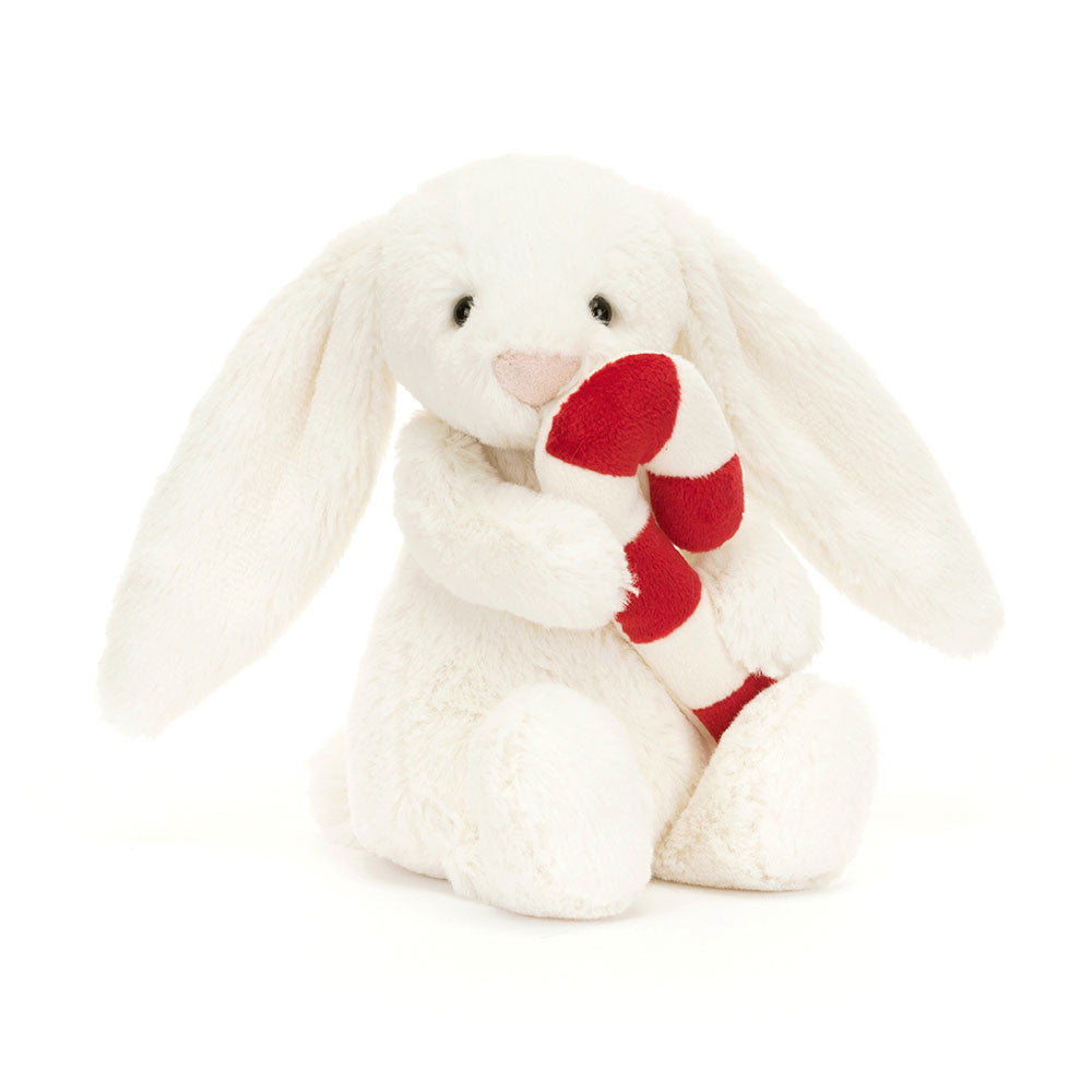 Peluche | Lapin Bashful avec canne de Noel | Petit