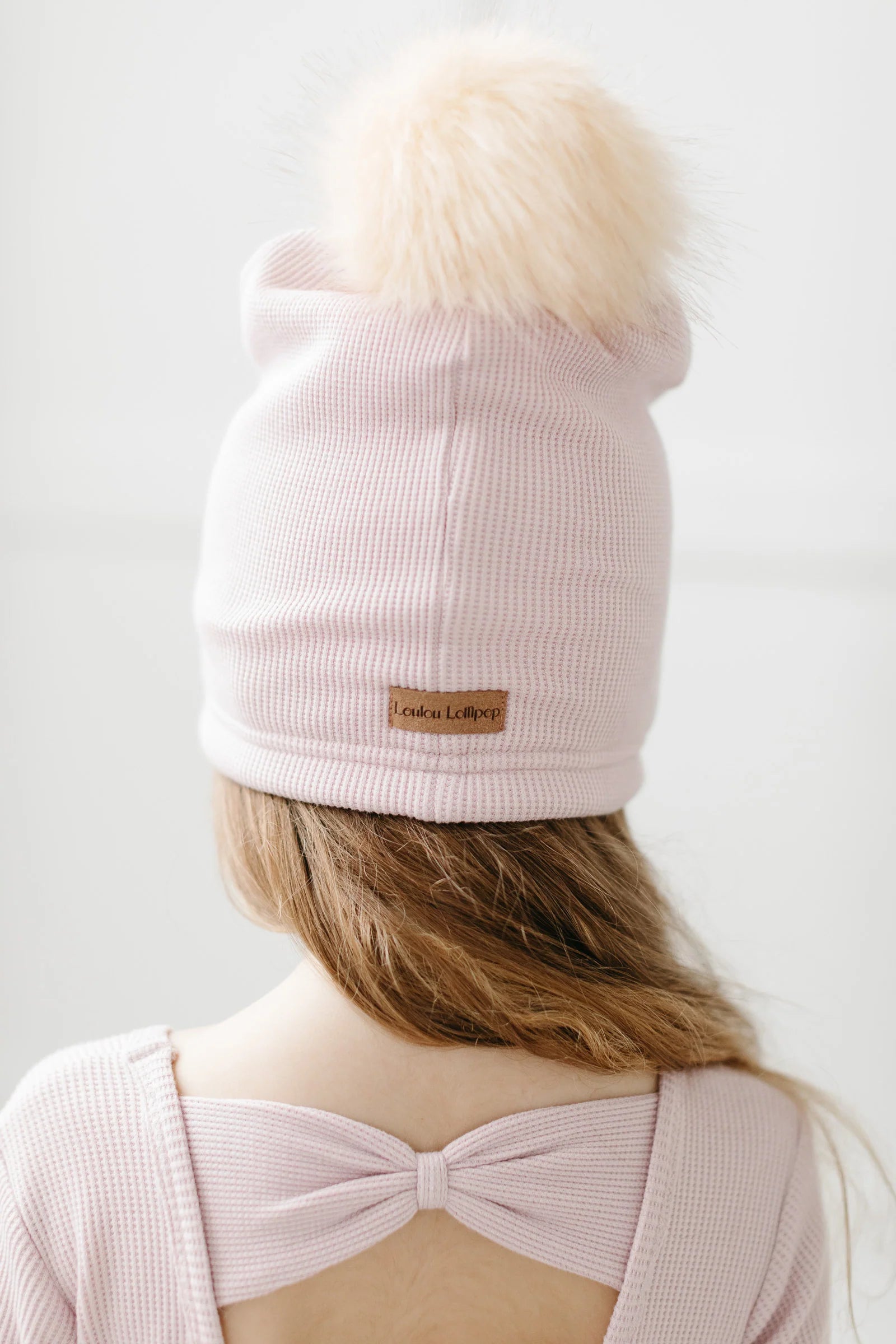 Chapeau gaufré à pompom | Vieux rose