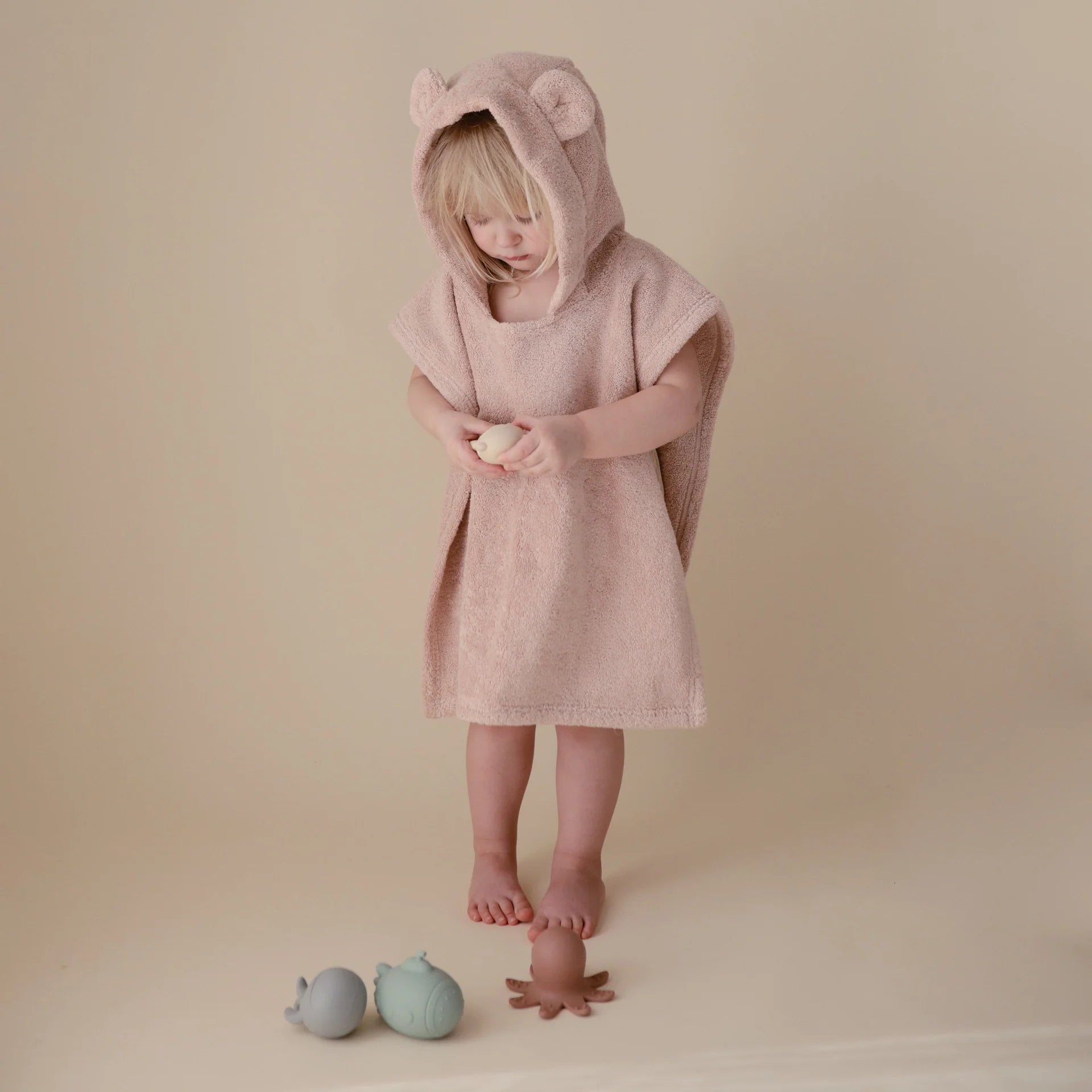 Serviette poncho ours | Blush