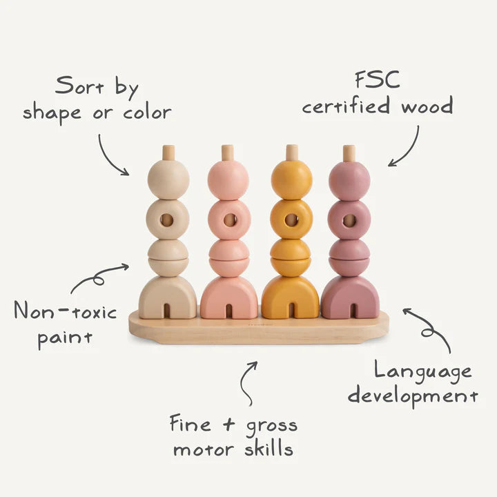 Stacking toy | Wooden multi shape stacker