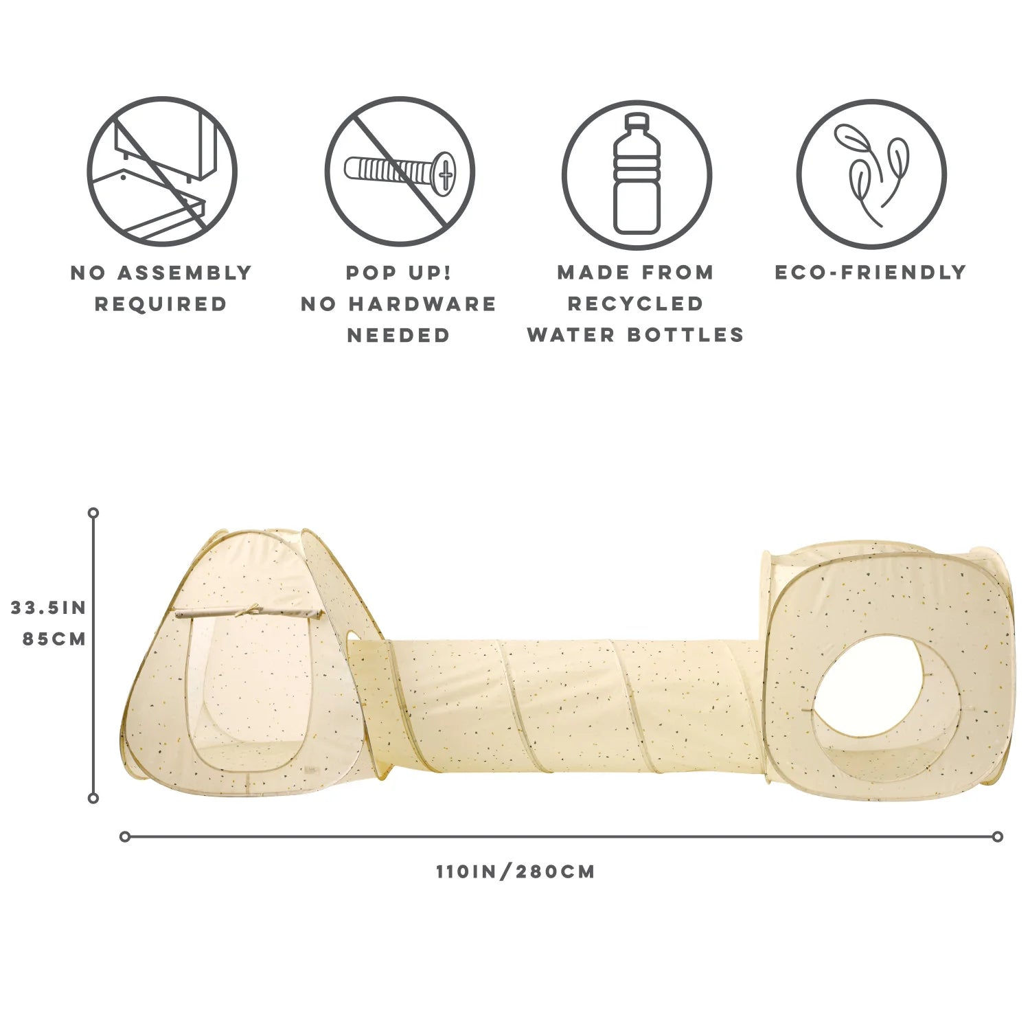 Recycled fabric 3-in-1 play tent & tunnel set | Terrazzo Beige
