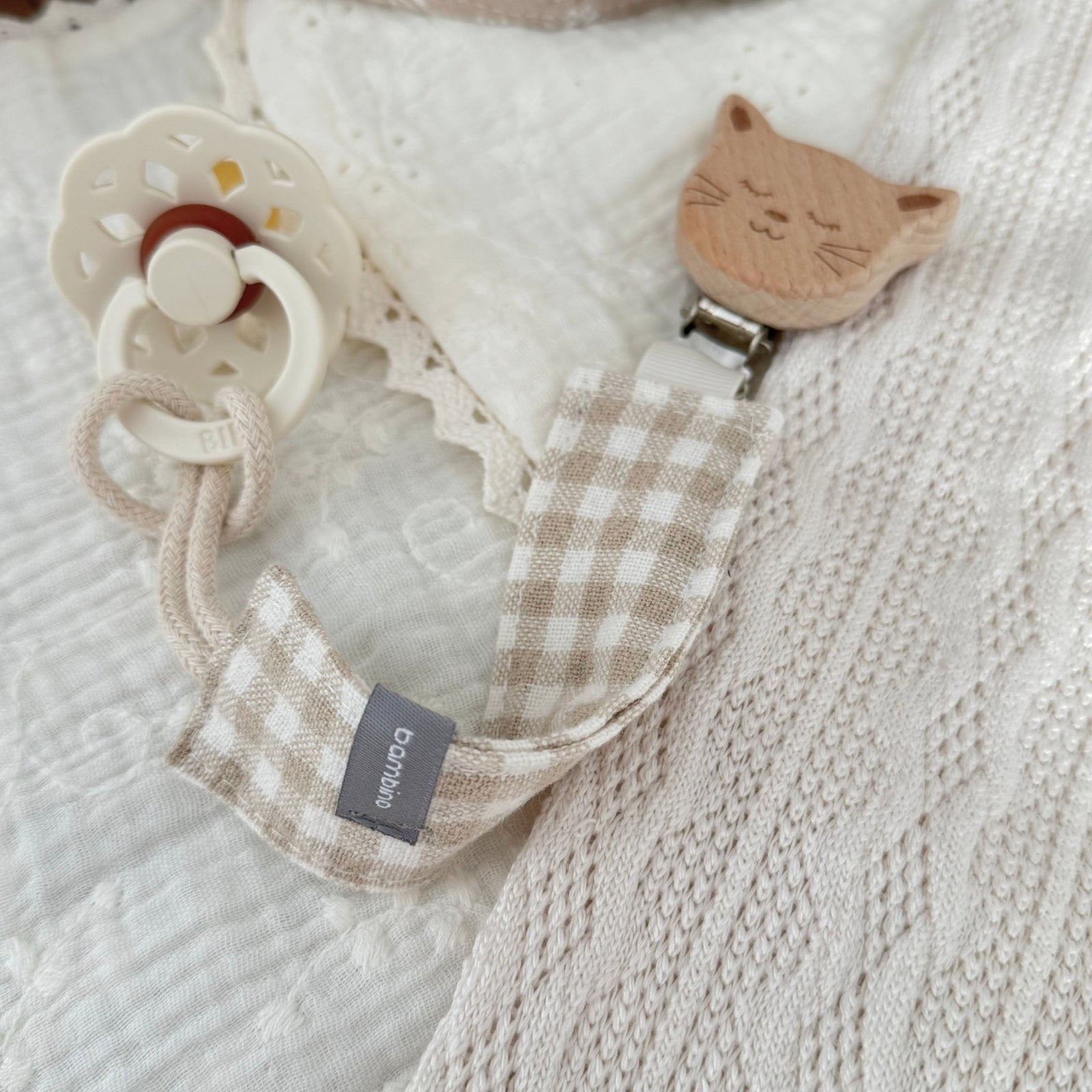 Coton pacifier clip  | Beige vivhy
