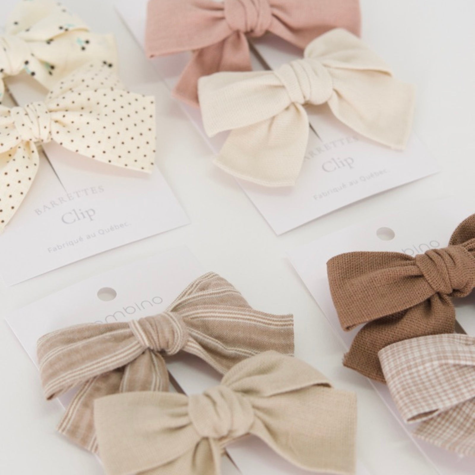Baluchon Fabric Bow Hair Clips Duo | Cream & sage gingham