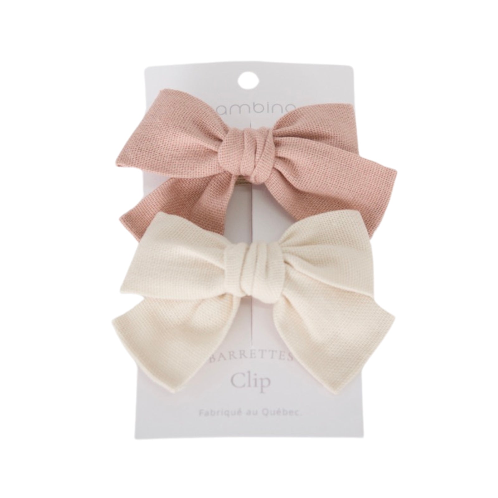 Duo de barrettes en tissu pour enfants | Rose & crème
