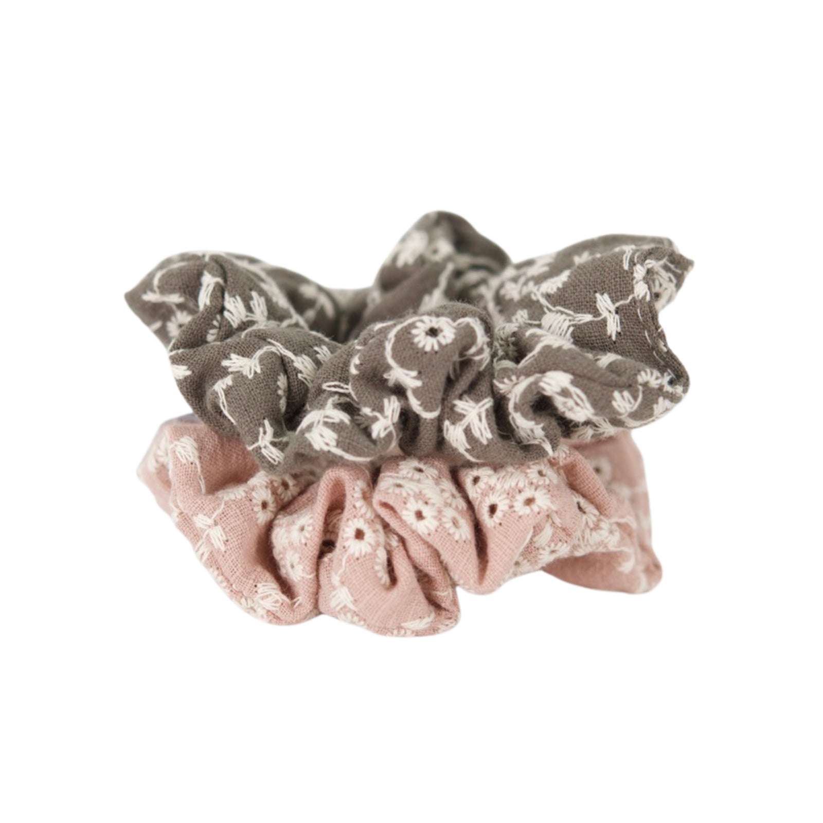 Kids Mini Scrunchie | Embroidered Kaki 