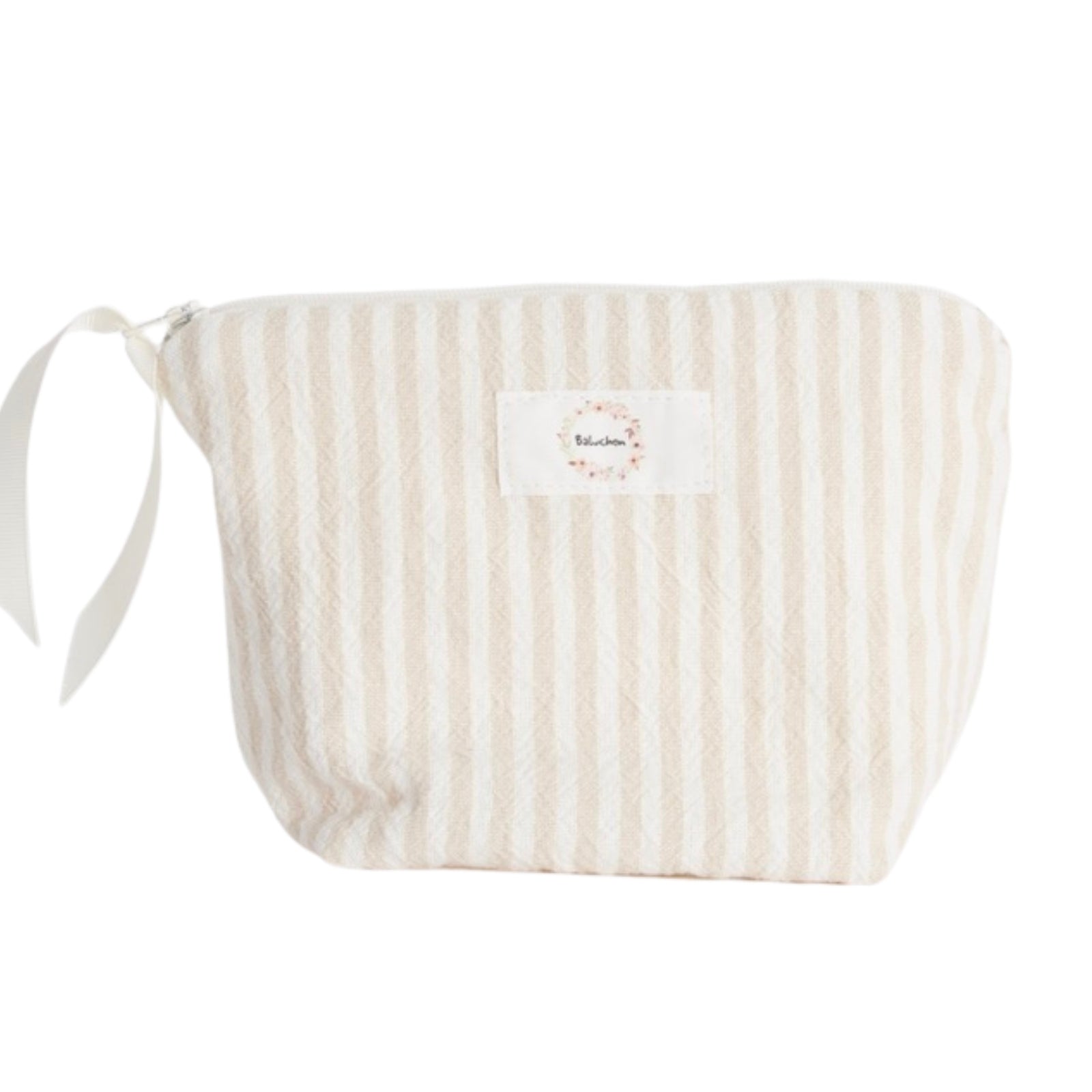 Trousse en coton | Beige ligné