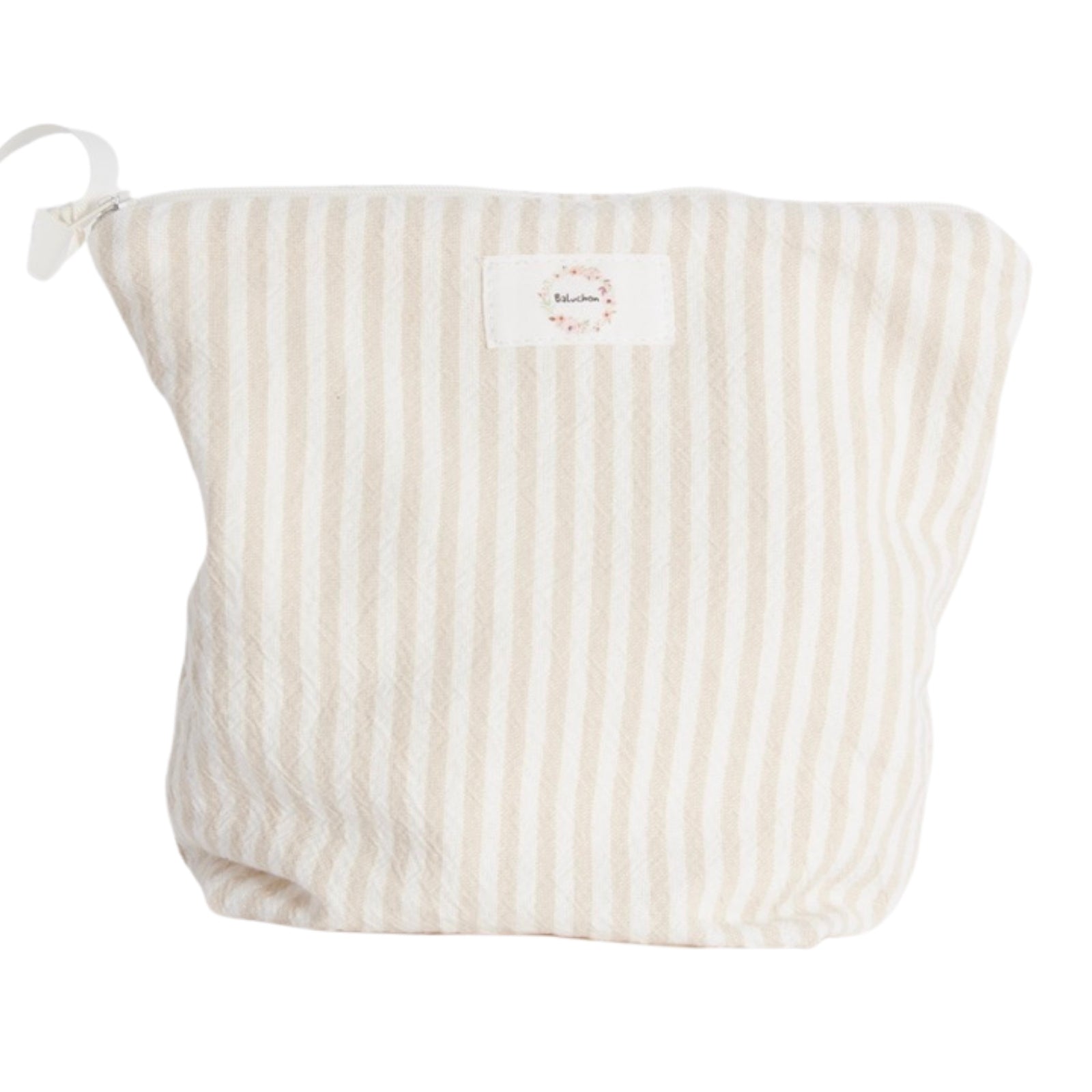 Trousse en coton | Beige ligné