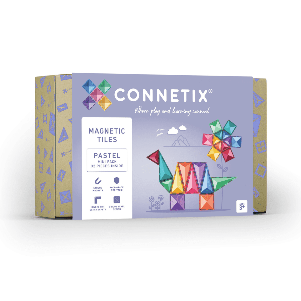 Tuiles magnétiques Connetix | Pastel mini pack | 32 pc