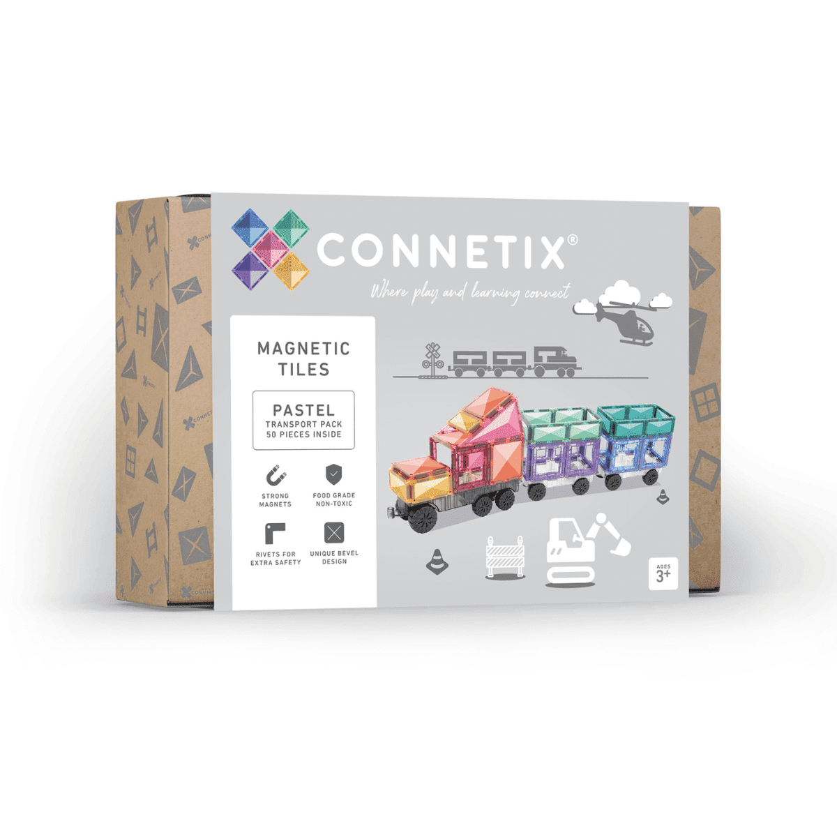 Tuiles magnétiques Connetix | Pastel transport pack | 50 pc