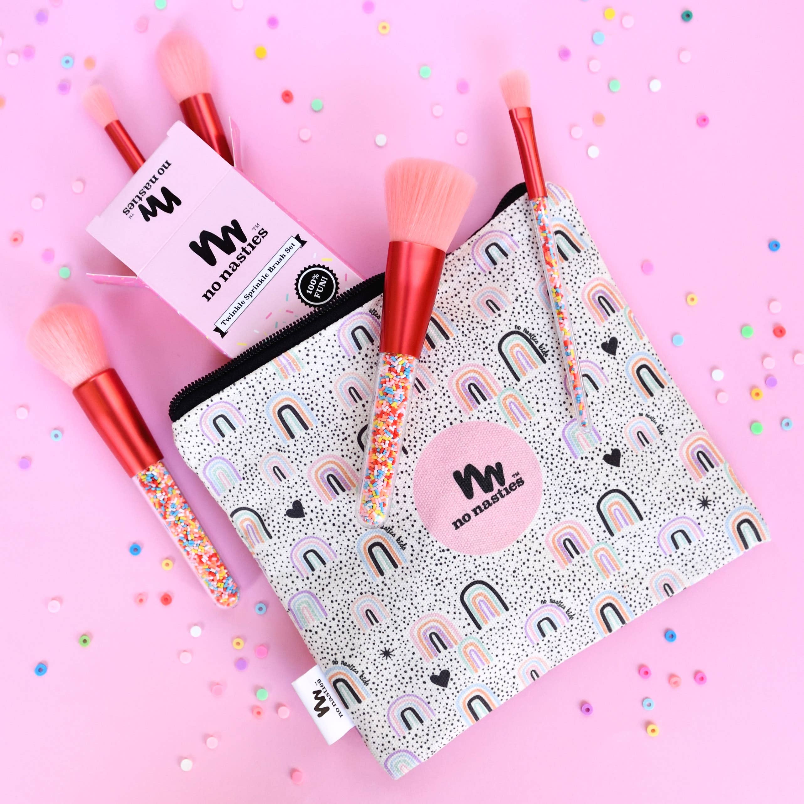 Trousse à maquillage en coton arc-en-ciel No Nasties Kids
