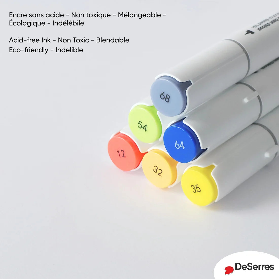 Ensemble de 6 marqueurs à l'alcool double pointe | Couleurs primaires