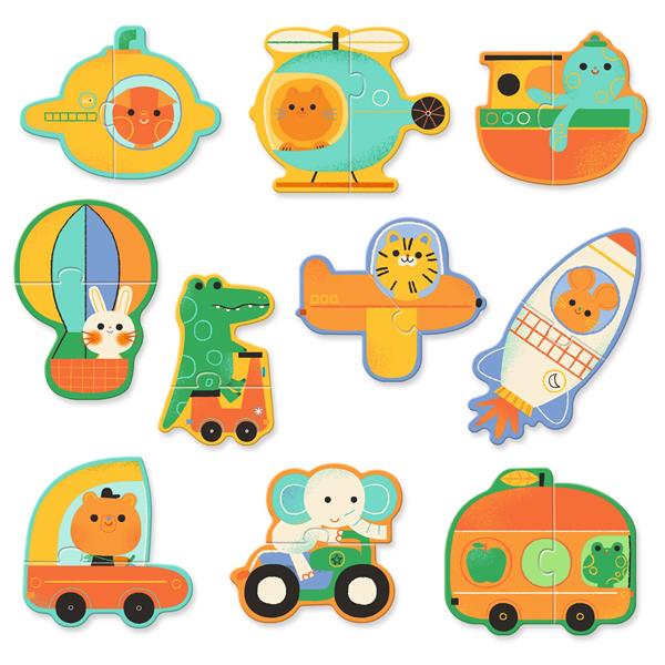 Set of 10 duo puzzles | Vehicles