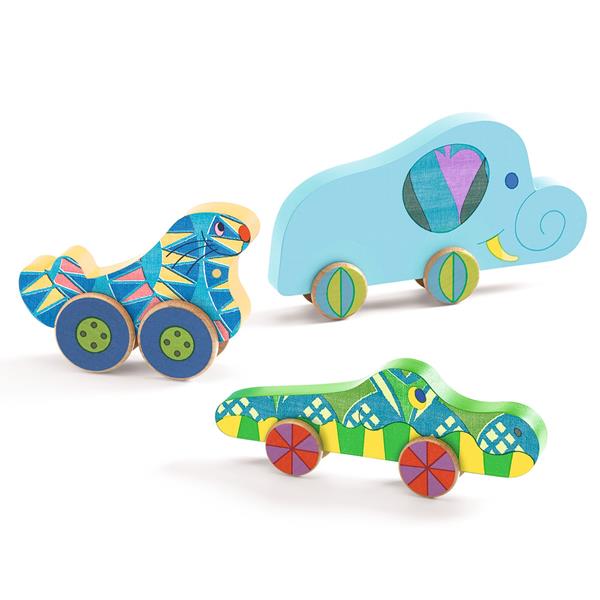 Jeu en bois 2 en 1 | Puzzle & voiture | Puzz & roll Bariolo