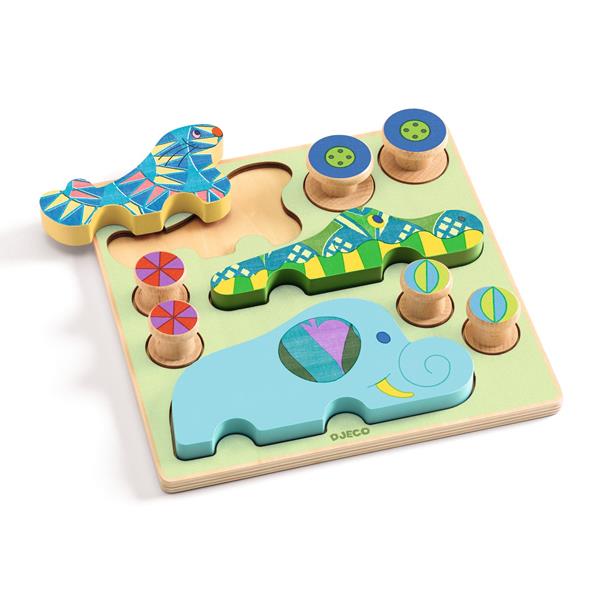 Jeu en bois 2 en 1 | Puzzle & voiture | Puzz & roll Bariolo