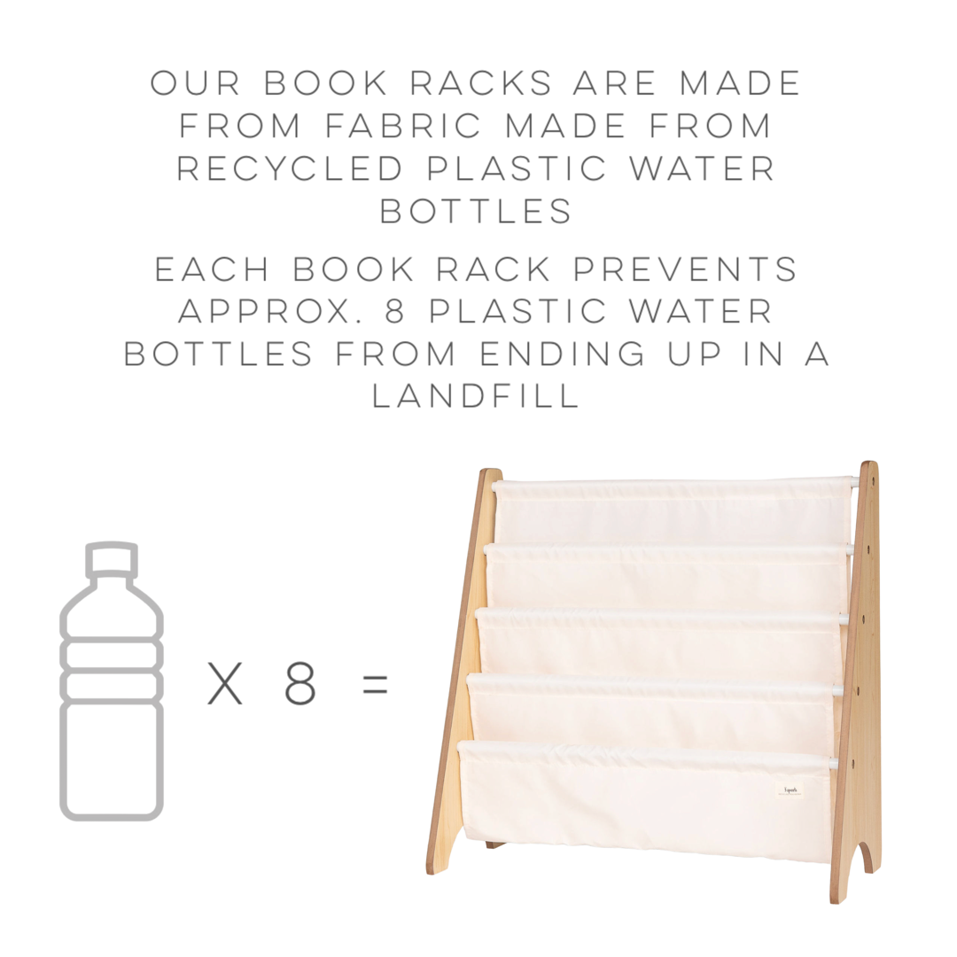 Porte-livres pour enfants en tissu recyclé - Couleurs bleuets: Myrtille ivoire