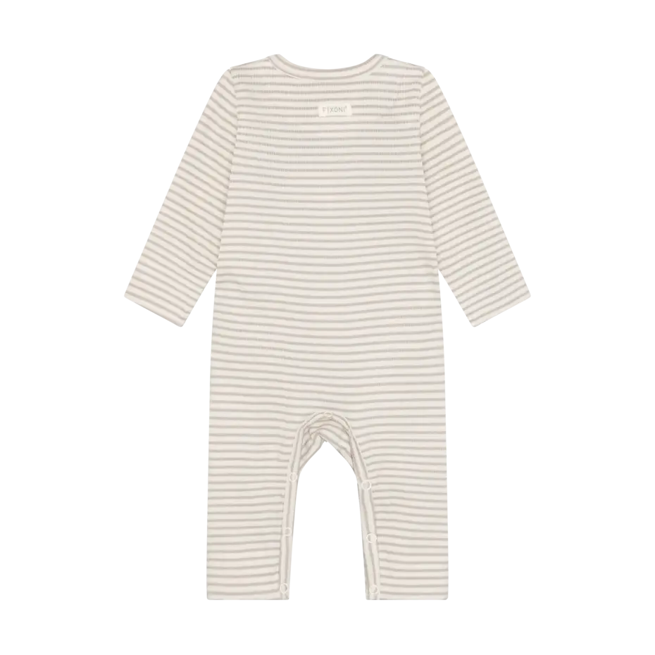 Barboteuse en coton organique | Beige ligné