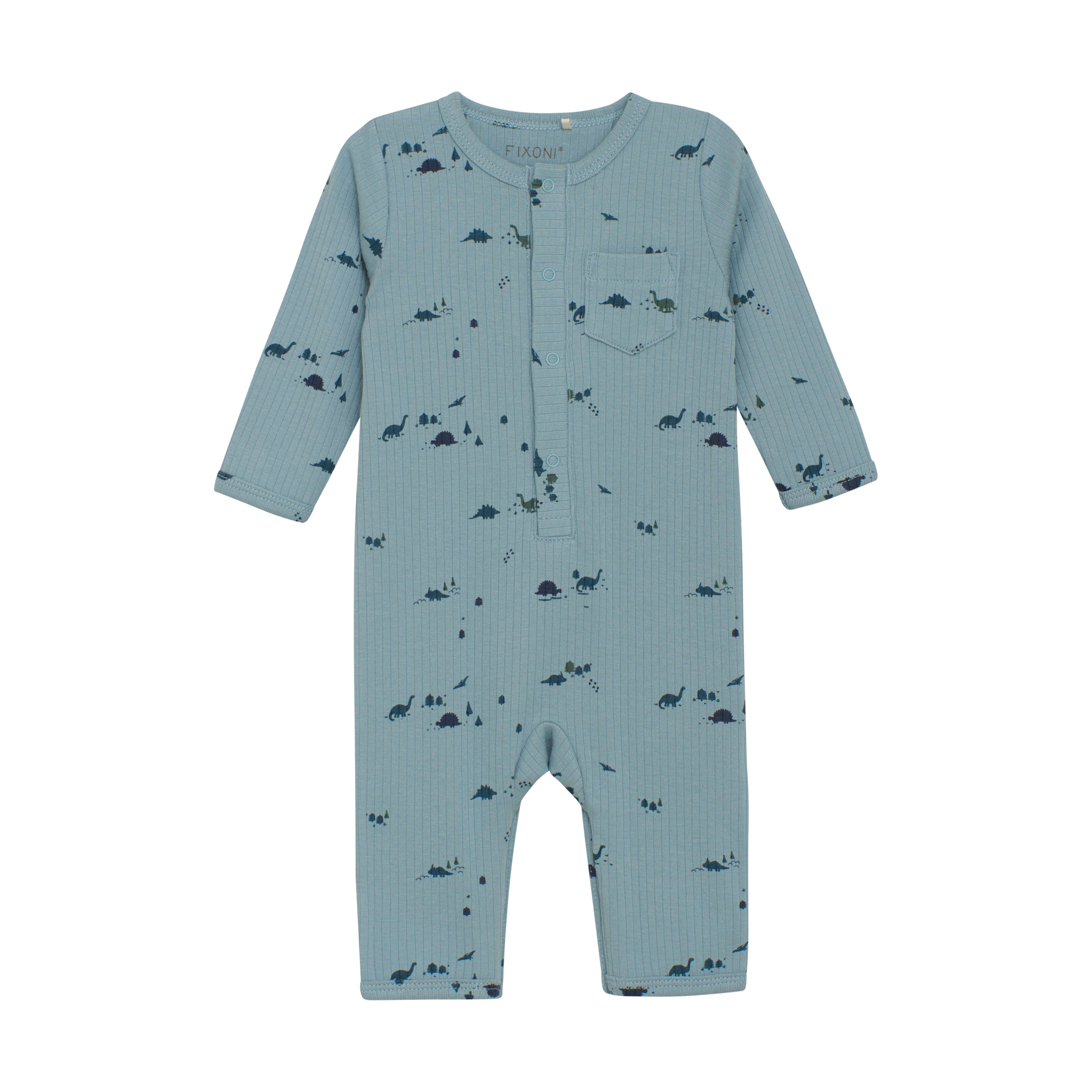 Barboteuse Dinos Fixoni – barboteuse bébé côtelée douce et certifiée OEKO-TEX®, imprimé dinosaures, Olie & co