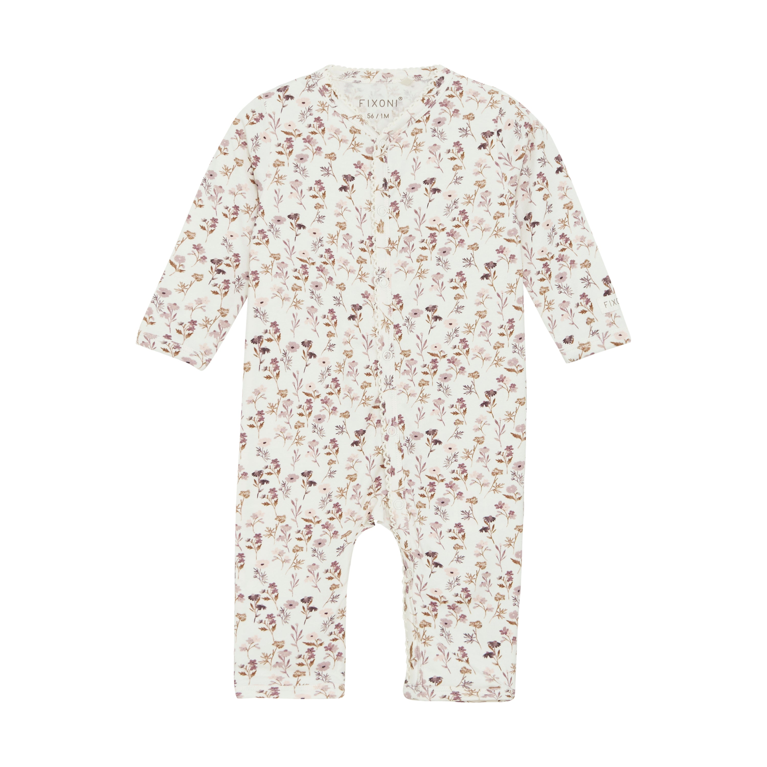 Barboteuse Tencel Fleurs d’automne Fixoni – douce, respirante et fluide avec imprimé floral automnal, Olie & co