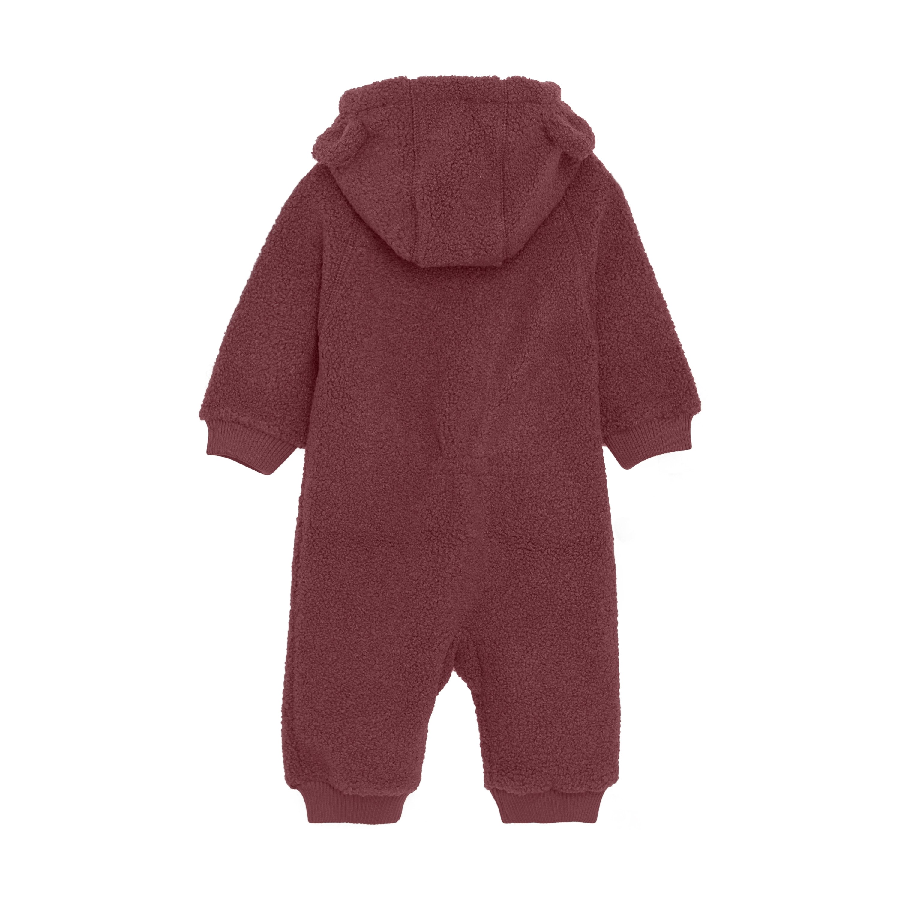 Combinaison extérieure Fixoni en teddy bourgogne – avec capuche oreilles d’ourson, douce et chaude, Olie & co