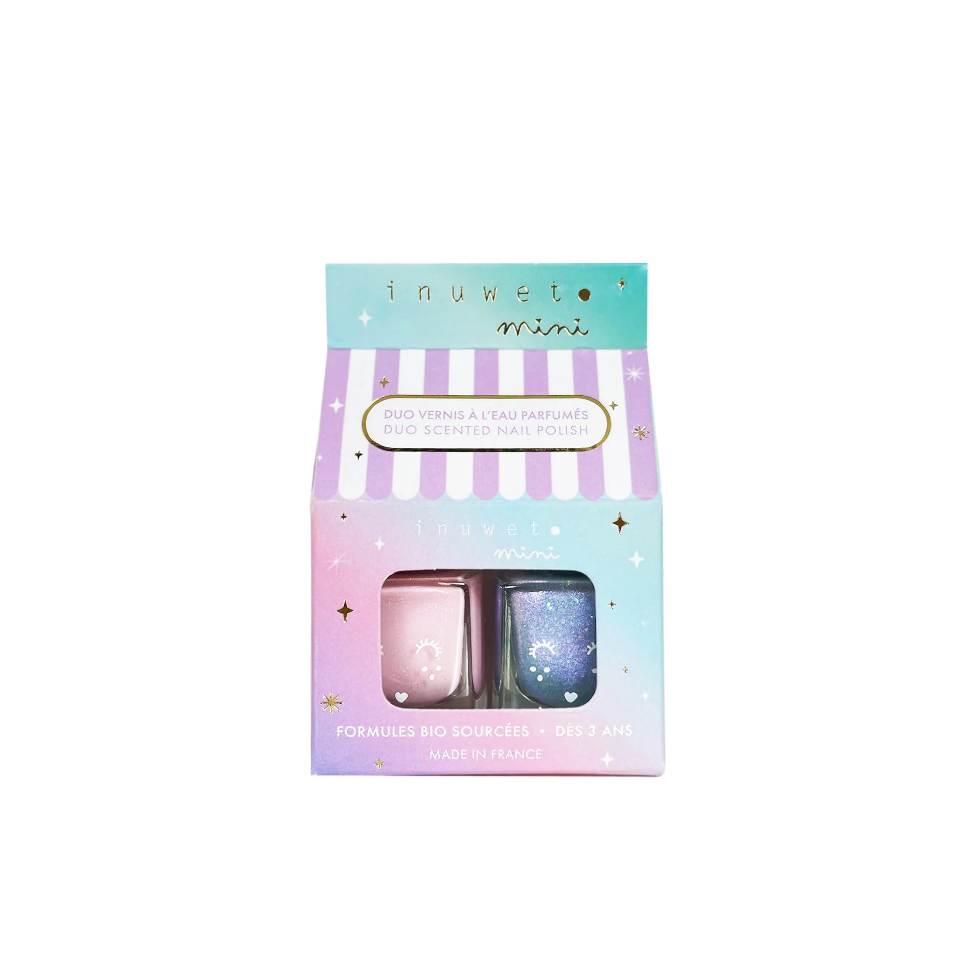 Duo vernis à ongles pour enfants Inuwet Aqualand rose et bleu