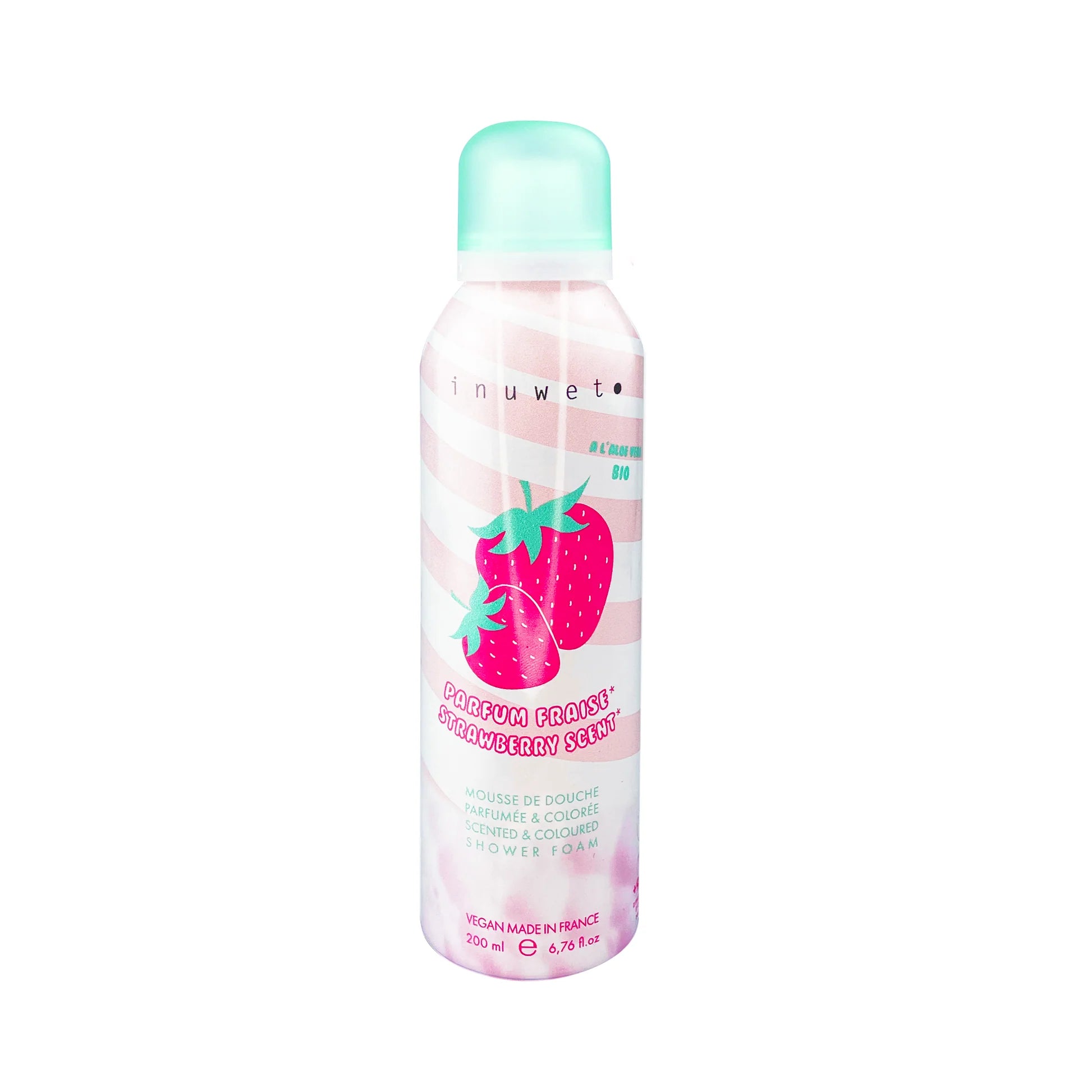 Mousse de douche rose Inuwet pour enfants parfum fraise