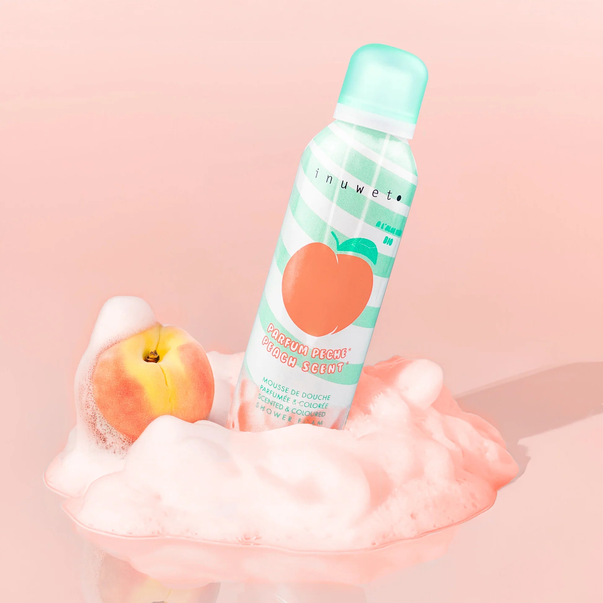 Inuwet mousse chantilly végan à la pêche pour la douche