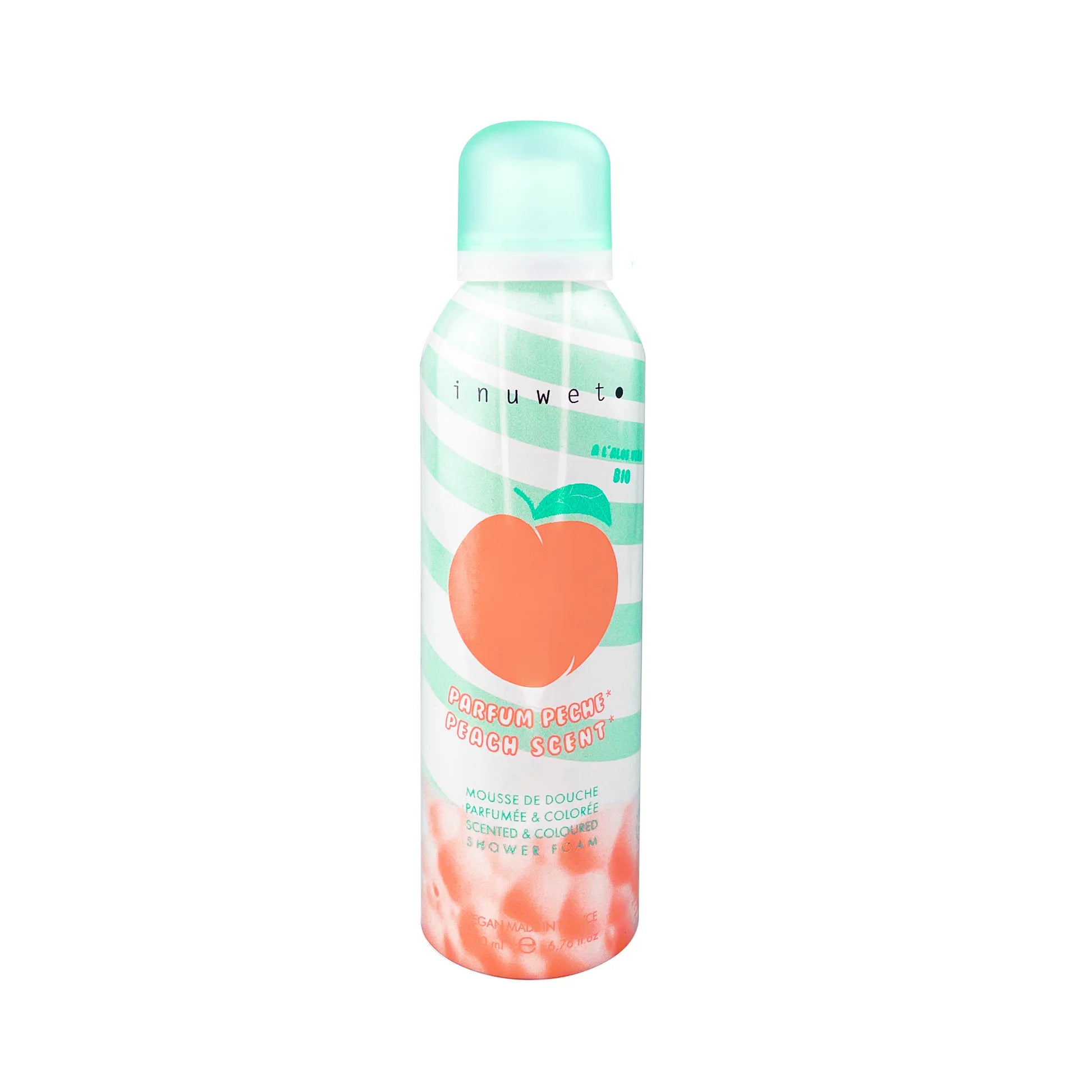 Mousse de douche rose Inuwet pour enfants parfum pêche