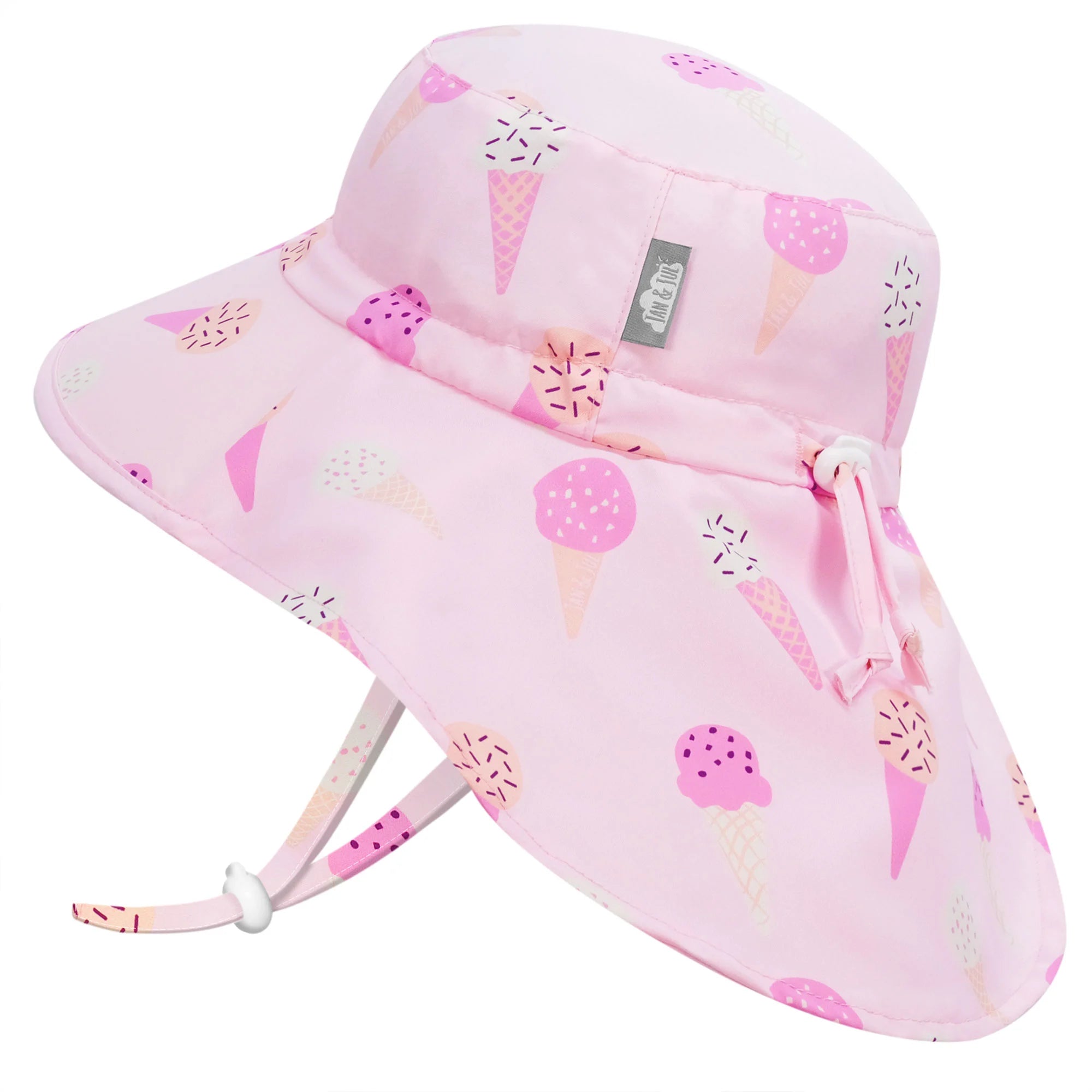 Chapeau de soleil ajustable aventure imperméable | Rose et cornets de crème glacée