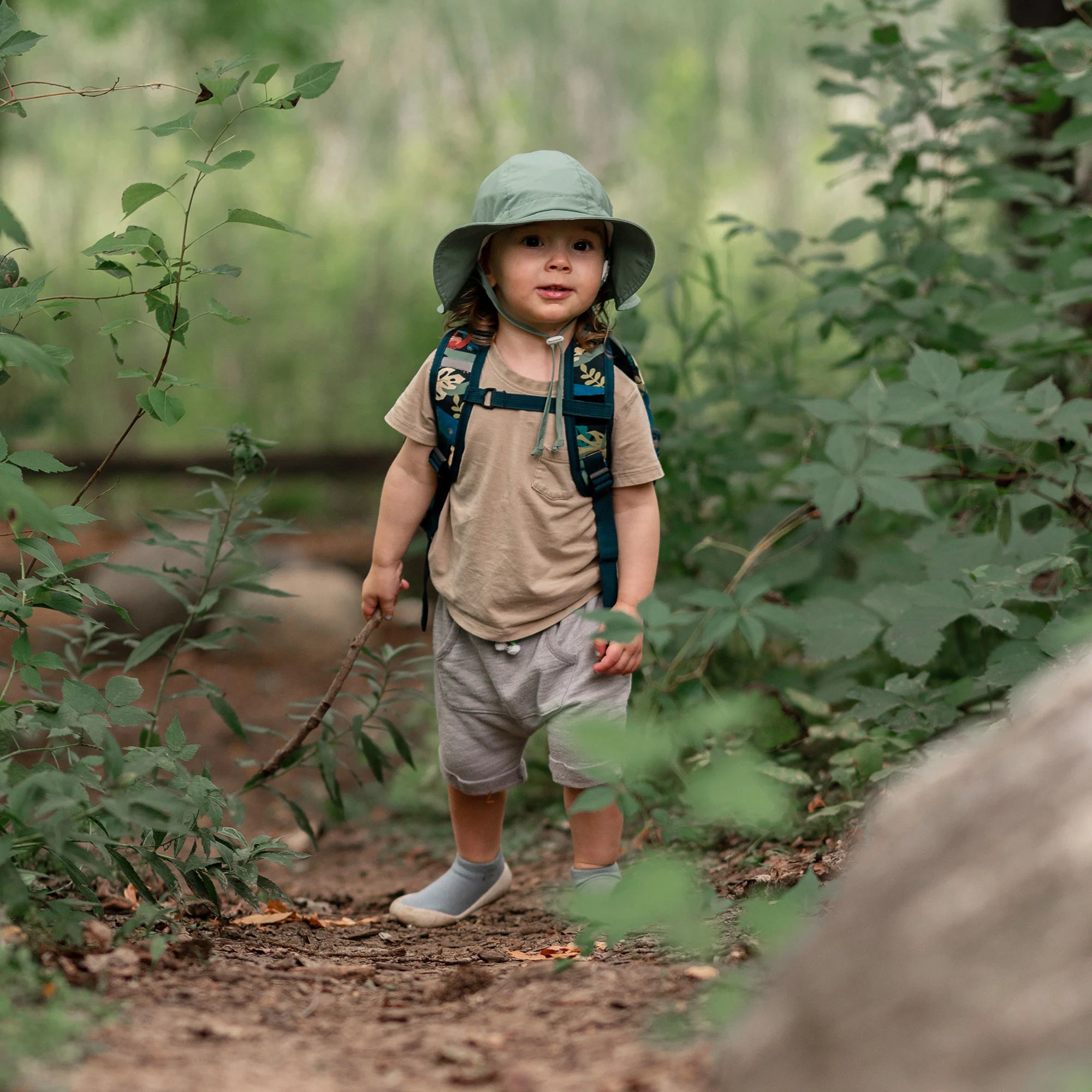 Chapeau de soleil Floppy en coton | Vert genévrier