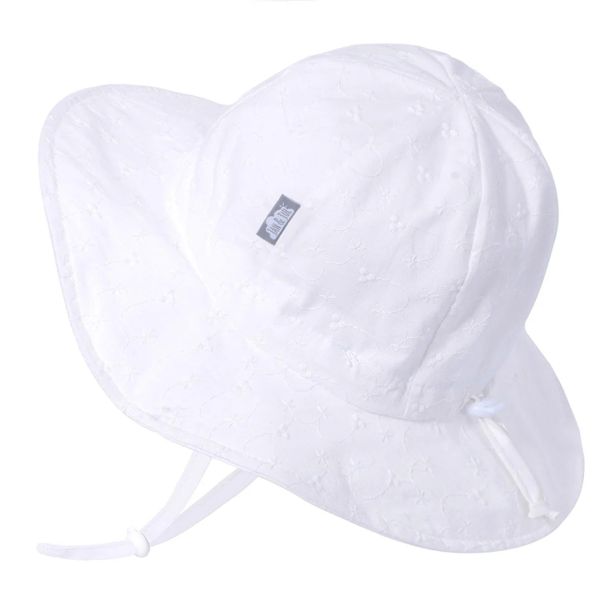 Chapeau de soleil Floppy en coton | Blanc à broderie