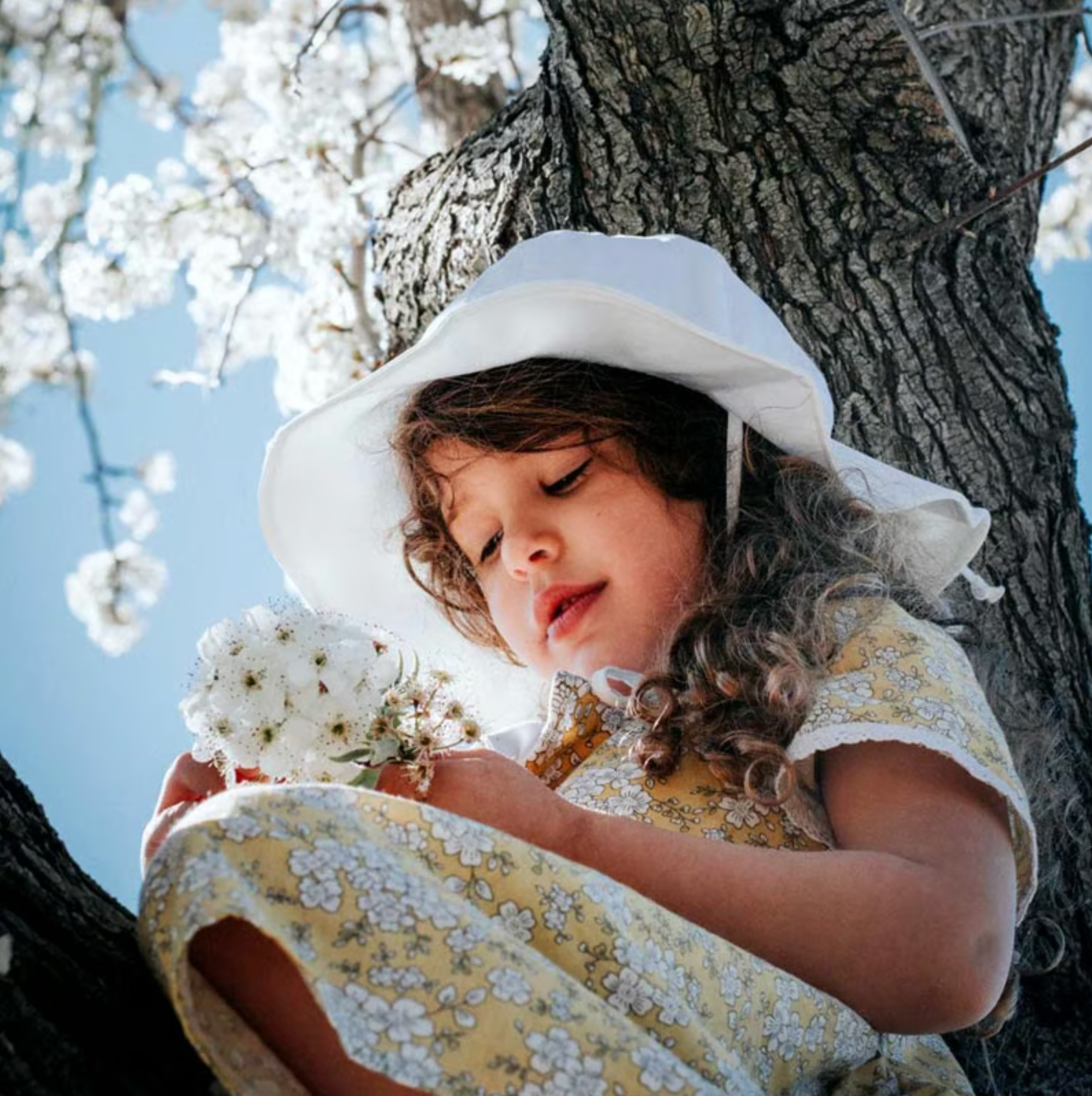 Chapeau de soleil Floppy en coton | Blanc à broderie