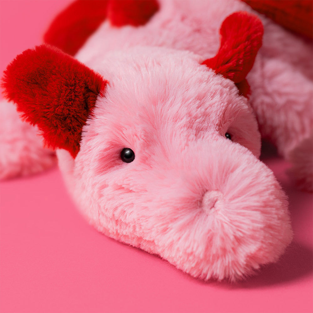 Peluche Jellycat | Dragon coeur rose et rouge