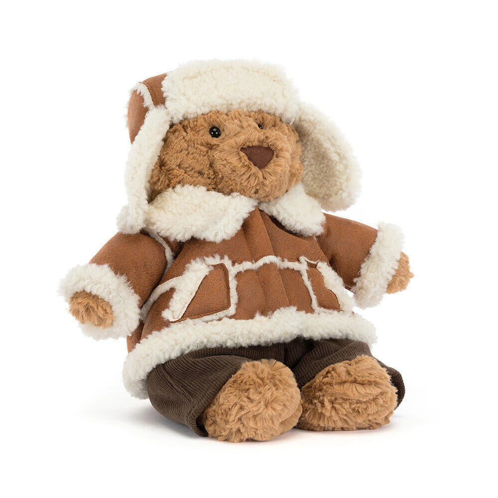 Peluche Ours Bartholomew en tenue Alpine de Jellycat, ours en polyester avec vêtements d'hiver amovibles | Jellycat Bartholomew Bear in Alpine Outfit plush toy, polyester teddy bear wearing removable winter clothes