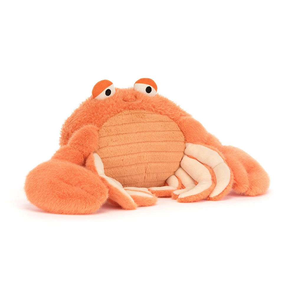Peluche Jellycat Pinchsnap le crabe avec pinces douces, yeux brodés et corps rouge texturé – Jellycat Pinchsnap Crab plush with soft claws, embroidered eyes and textured red body – Olie & co