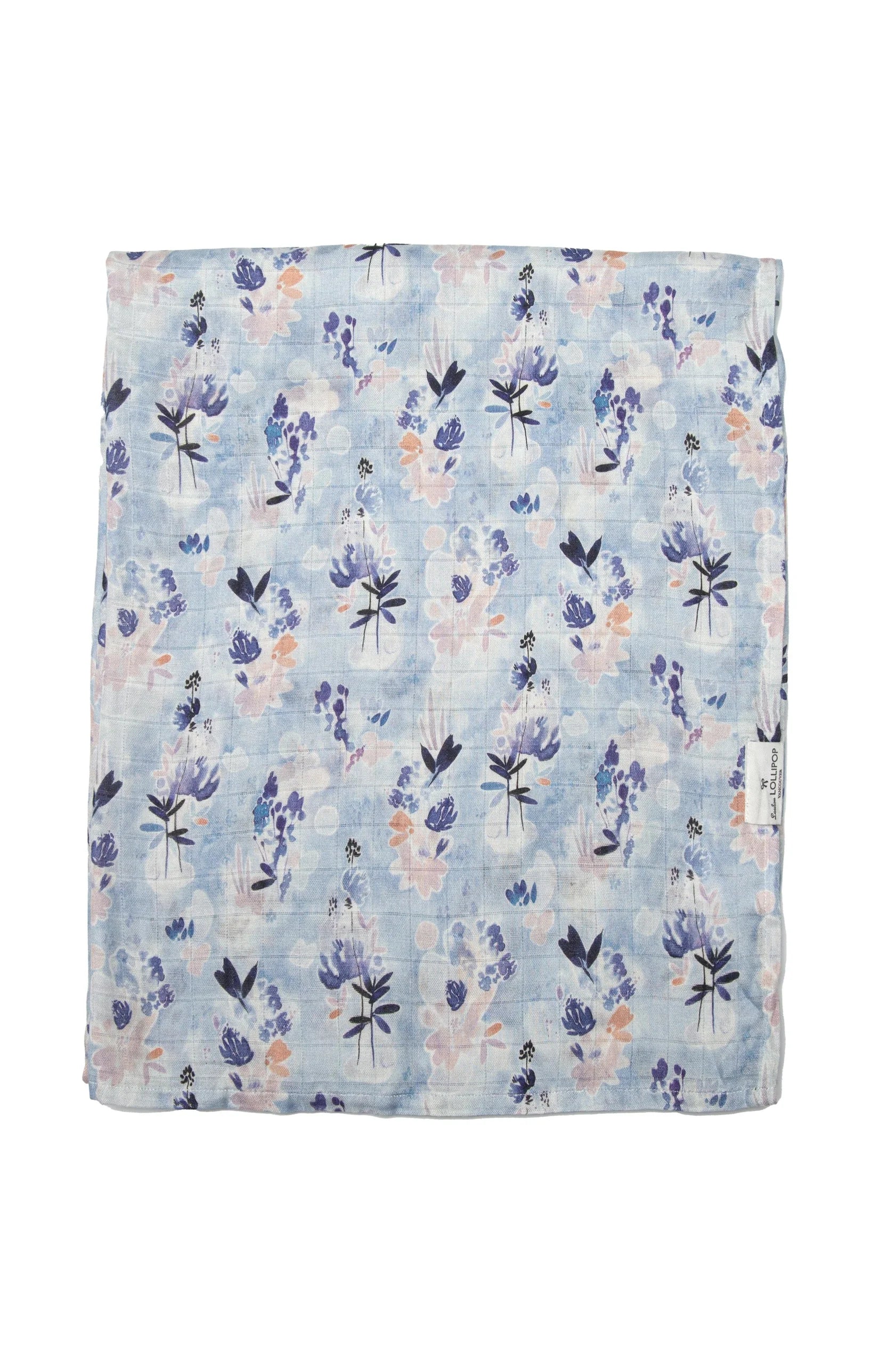 Mousseline en bambou & coton | Fleurs bleues