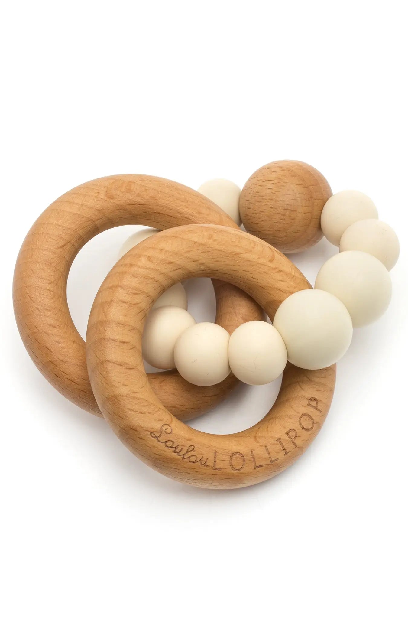 Hochet en bois et silicone | Beige