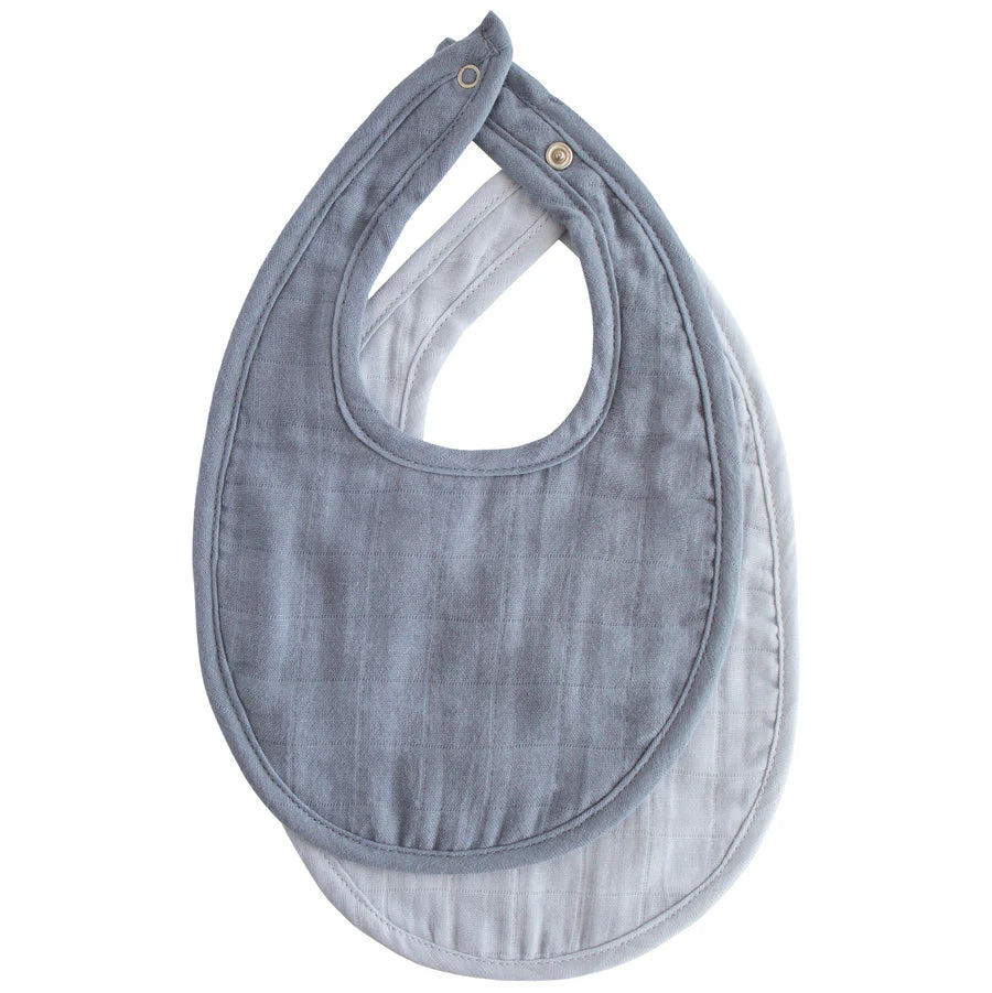 Muslin Bib 2-Pack | Tradewinds & baby blue