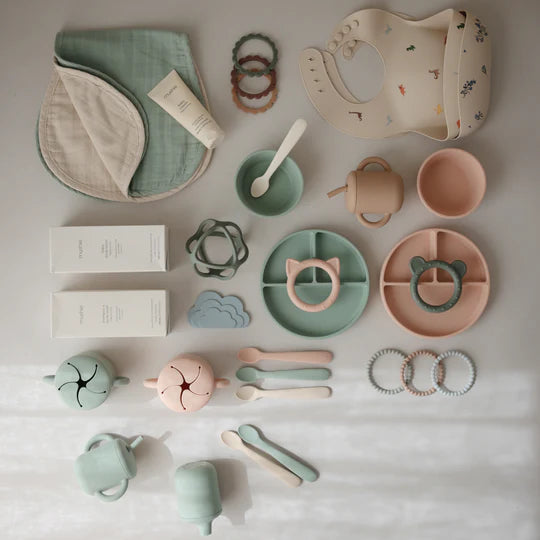 Bavoirs d'épaule | Vert romain & brouillard