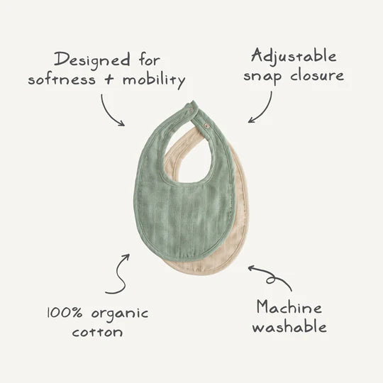 Muslin Bibs Set | Roman Green & Fog