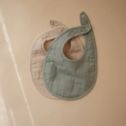 Muslin Bibs Set | Roman Green & Fog