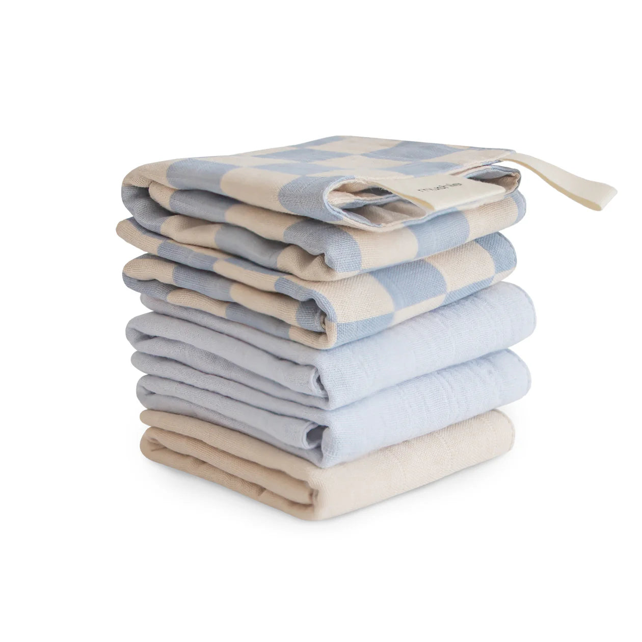 Organic muslin Washcloths | Blue Check 