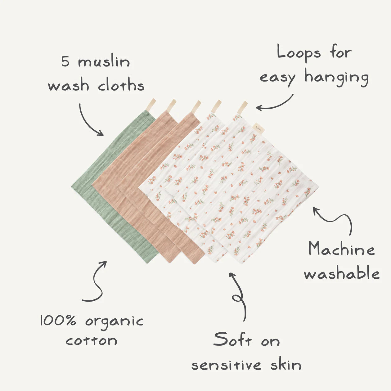 Muslin Washcloths | Pastel Bloom